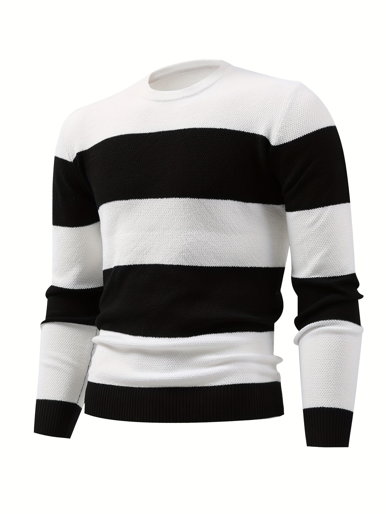 fashionable mens casual suit striped top long sleeve round neck t shirt and casual sweatpants high elastic fabric suitable for outdoor sports as gifts details 5